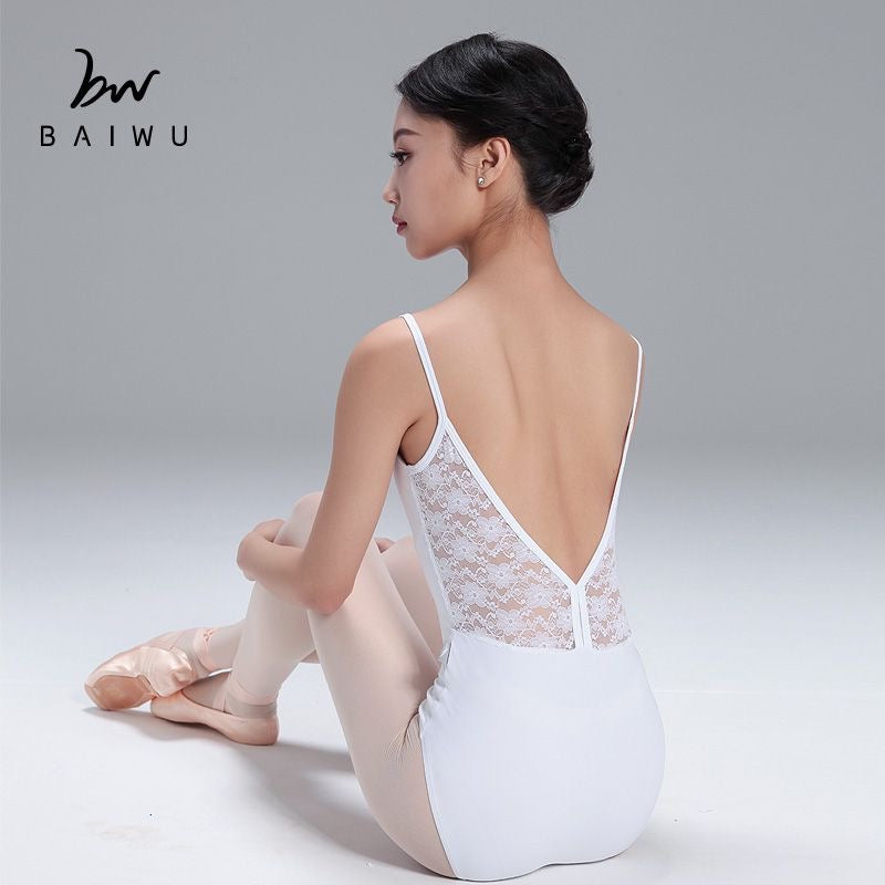 Lace V Back Camisole Leotard Baiwu - 11614023