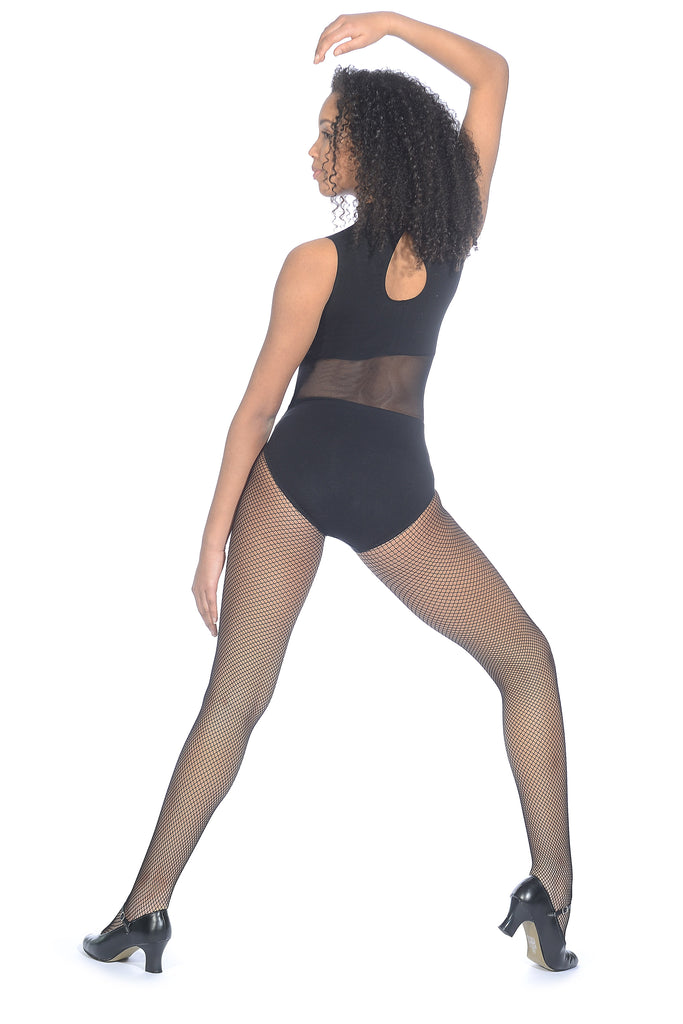 High Neck Mesh Panel Leotard - CTMESH